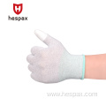 Hespax Fingertips Dipped Pu Carbon Fiber Esd Gloves